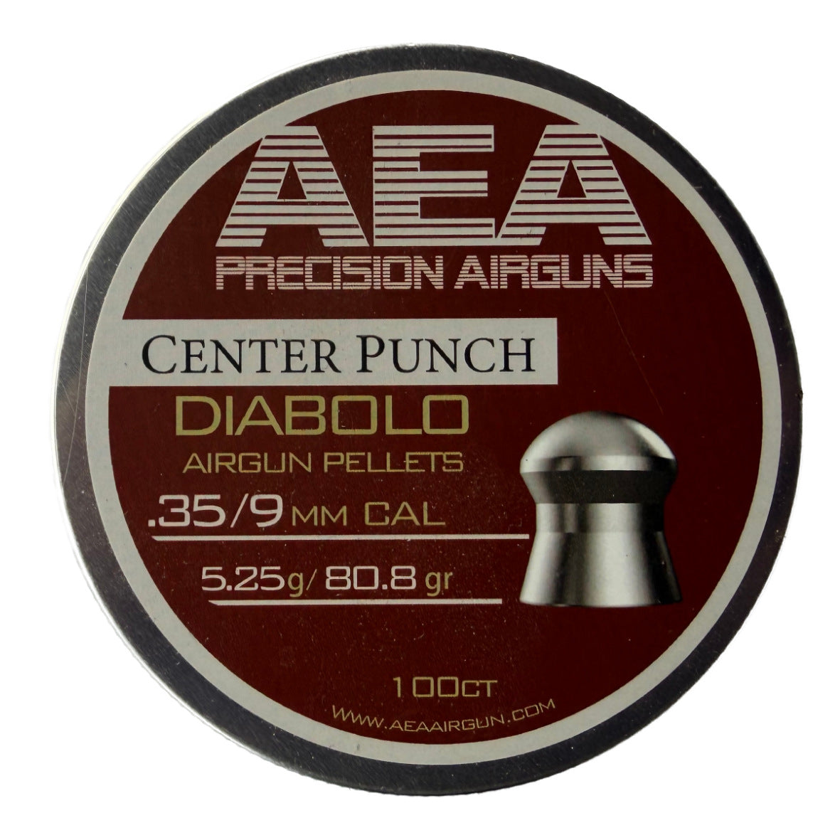 AEA Center Punch Diabolo 9 mm (.35) 80.8 Grain Pellets - 100 pcs in a round box