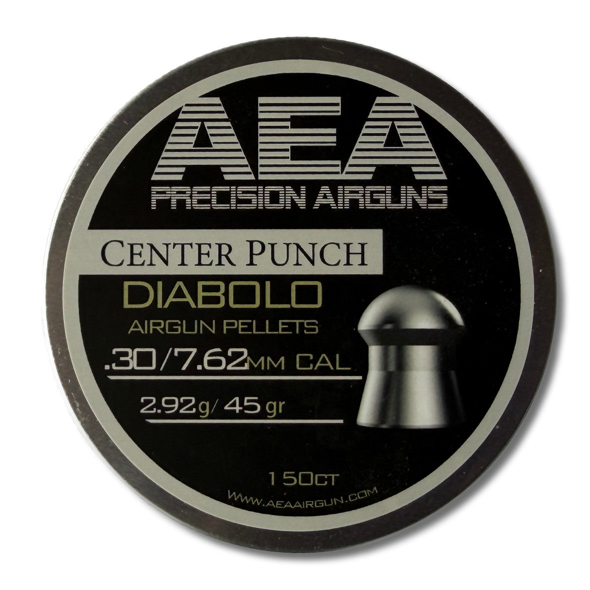 AEA Center Punch Diabolo Pellets 7.62 mm (.30) 45 Grain - 150 pcs in a round box