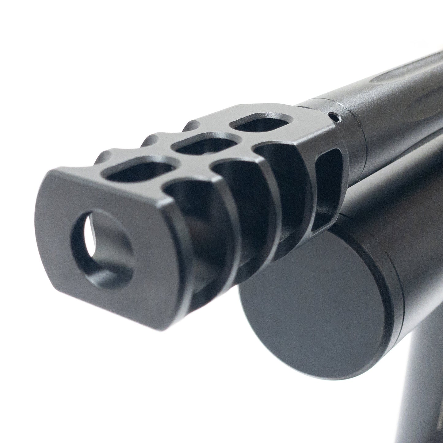 BinTac T50 Extreme .50 Caliber Semi-Auto Large Caliber PCP Air Rifle view of the muzzle