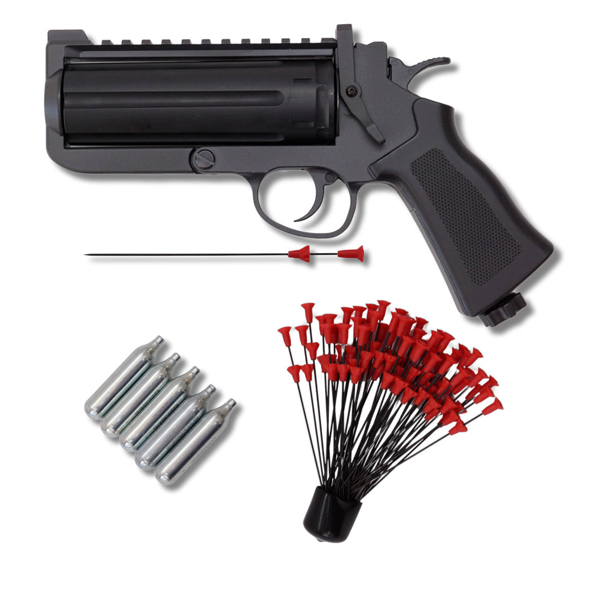 Gogun Needler with 5 Co2 cartidges and 50 needles red