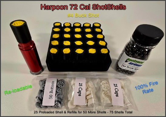 Large 25/75 ShotShells Container & Refill Kit – +50 Shells for AEA Harpoon .72 cal PCP Airgun