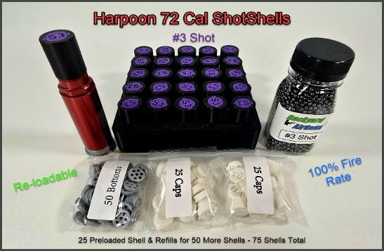 Large 25/75 ShotShells Container & Refill Kit – +50 Shells for AEA Harpoon .72 cal PCP Airgun