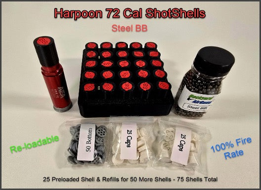 Large 25/75 ShotShells Container & Refill Kit – +50 Shells for AEA Harpoon .72 cal PCP Airgun