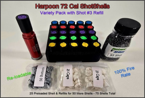 Large 25/75 ShotShells Container & Refill Kit – +50 Shells for AEA Harpoon .72 cal PCP Airgun