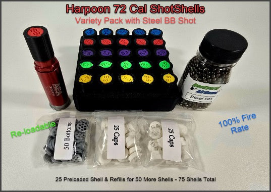 Large 25/75 ShotShells Container & Refill Kit – +50 Shells for AEA Harpoon .72 cal PCP Airgun