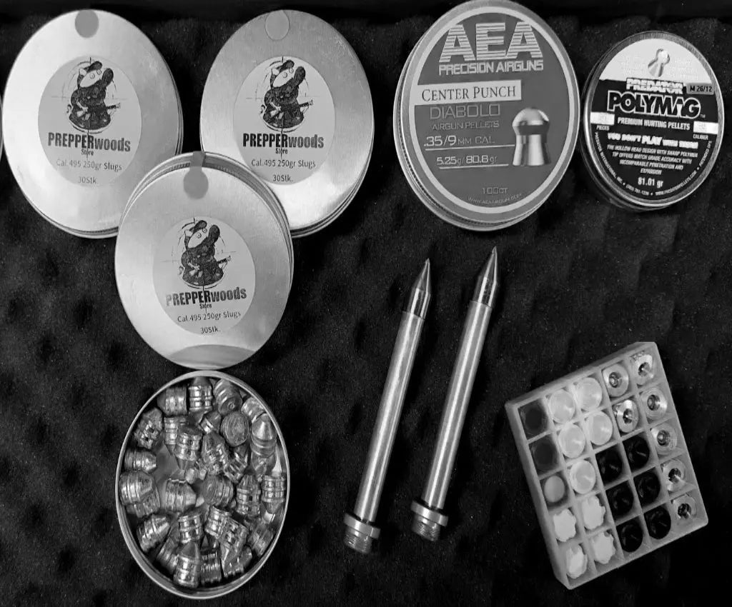 verschiedene slugs/pellets sowie Pfeile für Airguns