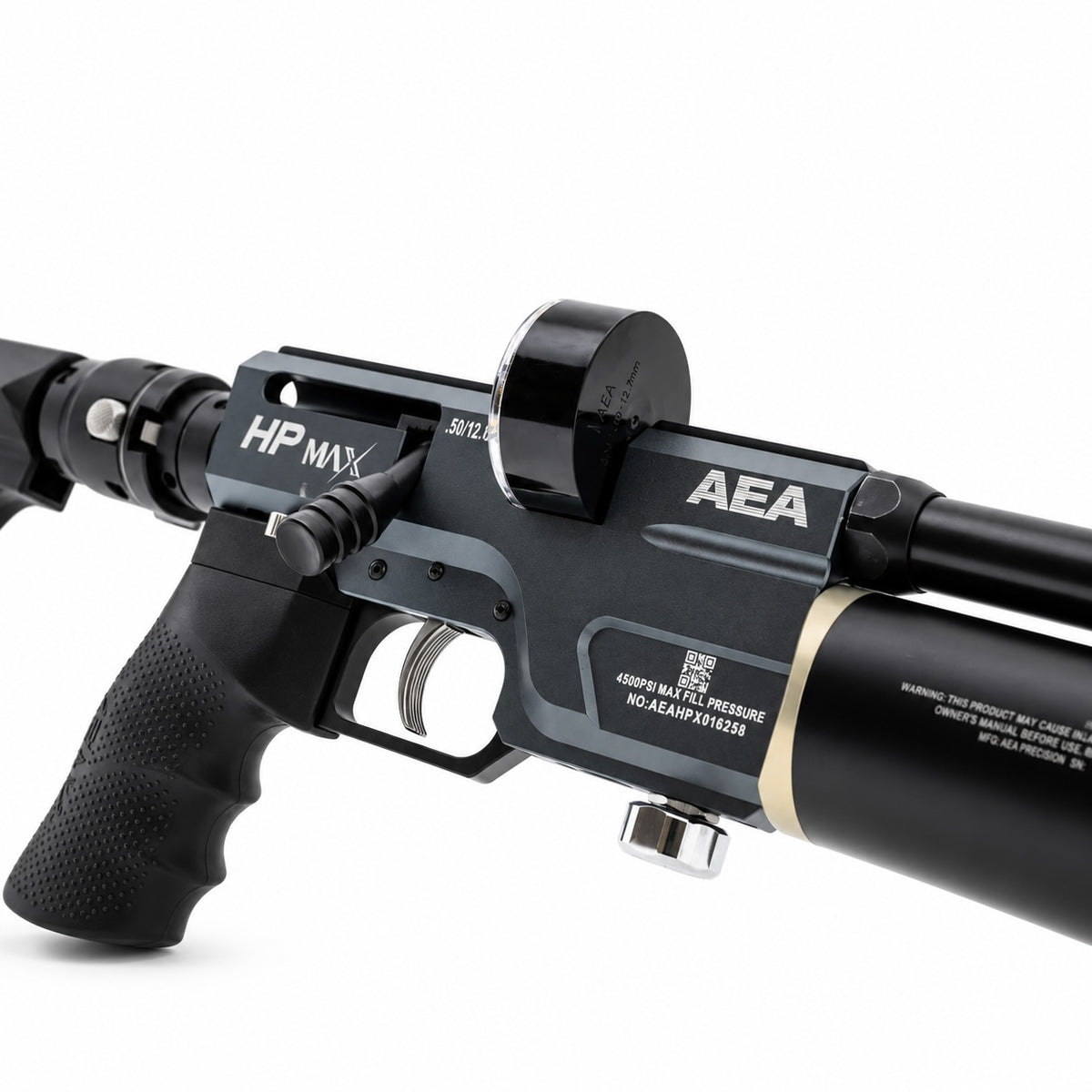 The BinTac M50 10 Inch  PCP air pistol 12.58mm (.495) caliber_with magazine_close view