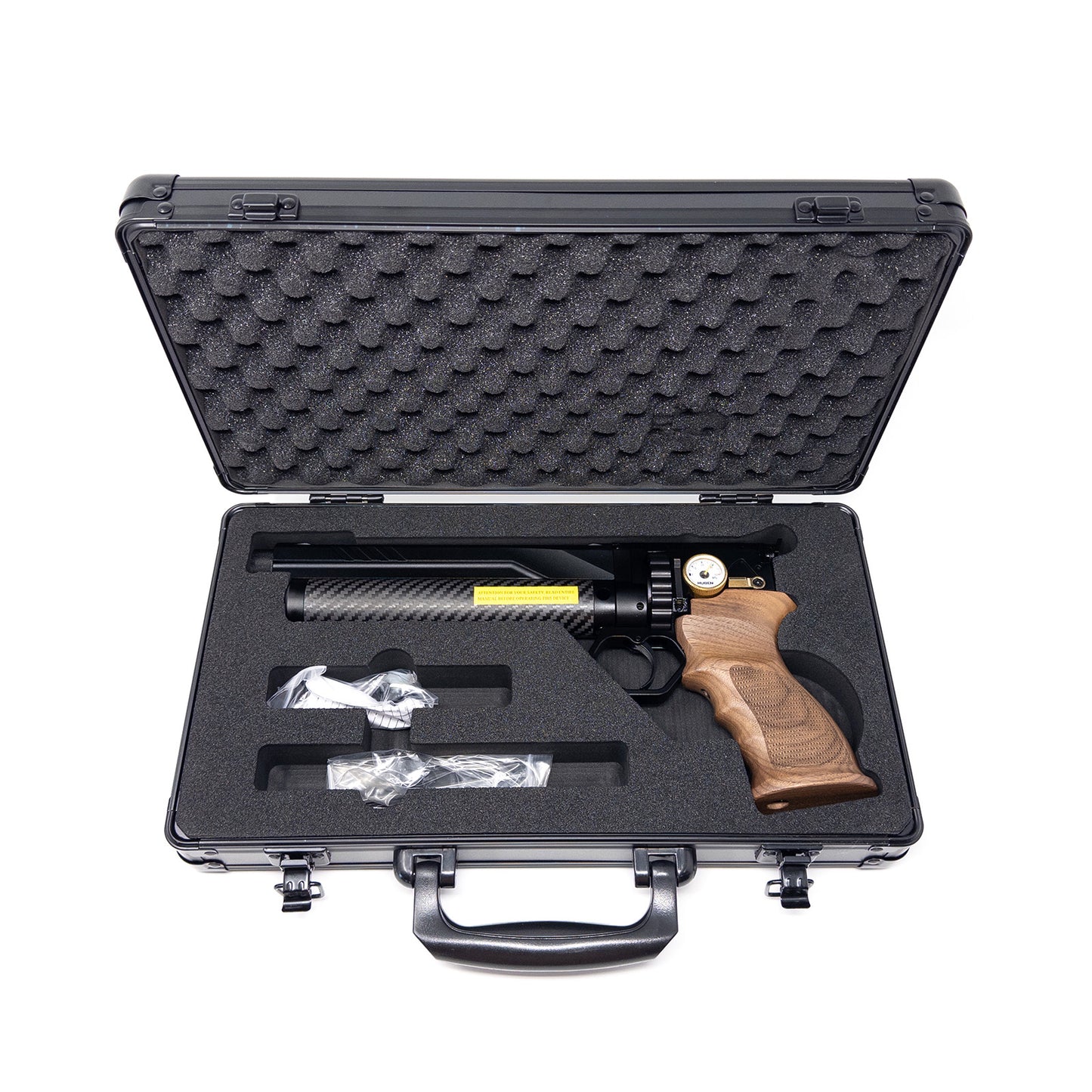 PCP- Huben GK1 Airpistol in a case with accessories.