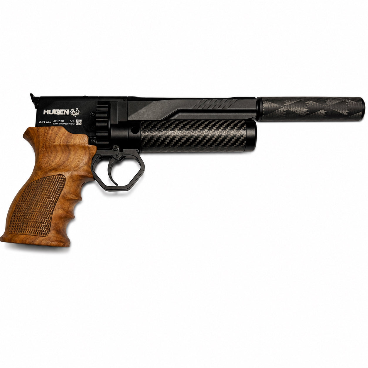 Huben GK1 Mini 16 Joule PCP Semi-Auto Air Pistol with mounted suppressor
