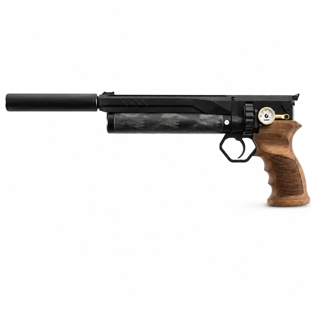 Huben GK1 V3 PCP Semi-Auto Air Pistol 16 Joule with attached silencer
