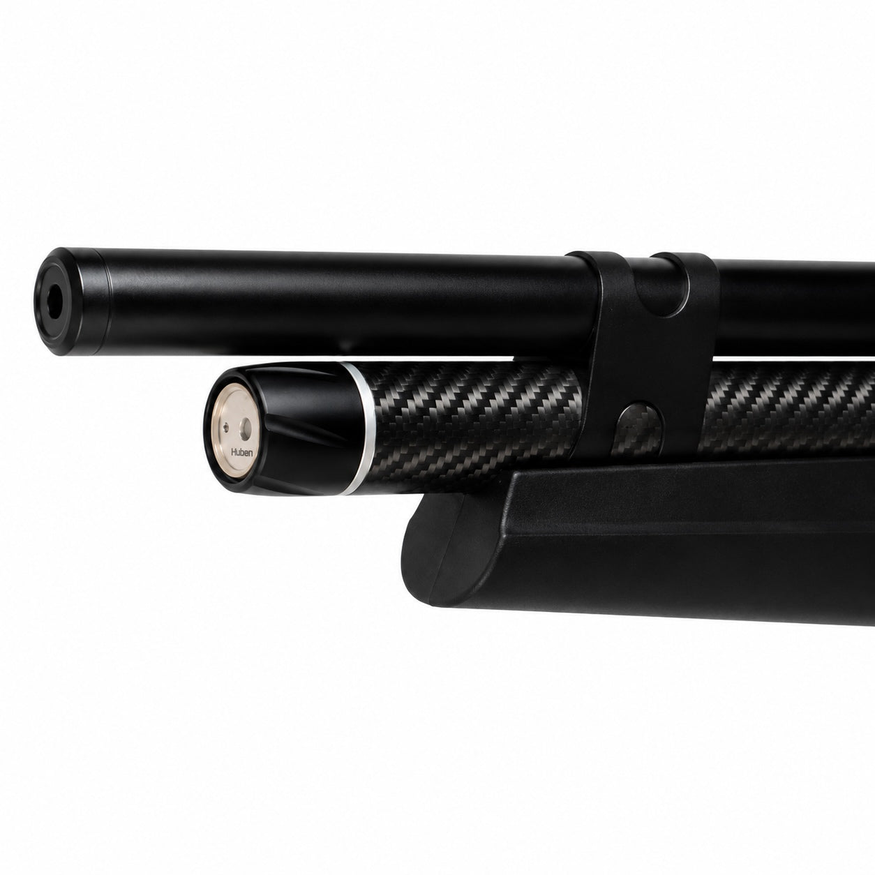 Huben K1 16 Joule Semi-Automatic PCP Bullpup – Synthetic Stock front close up view barrel