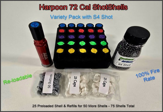 Large 25/75 ShotShells Container & Refill Kit – +50 Shells for AEA Harpoon .72 cal PCP Airgun