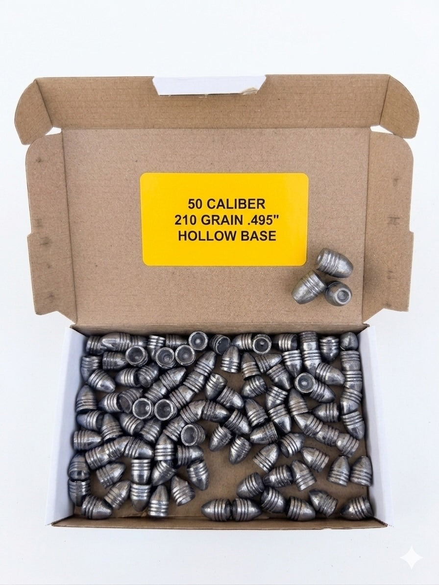 Texoma Slugs .50_210 grain_.495_hollow base_ 100 pcs. box  open box with slugs inside